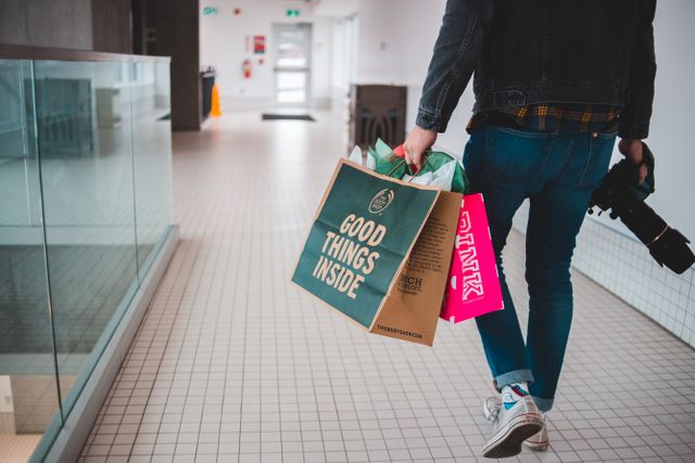 Photo by Erik Mclean: https://www.pexels.com/photo/person-holding-shopping-bags-and-camera-4062467/